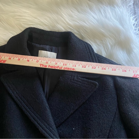 LOFT Sz 8P Black Double-Breasted Women’s Pea Coat with Gold Buttons - Picture 12 of 13
